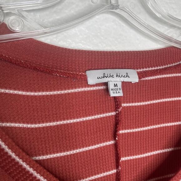 White Birch Womens Top Size M Burnt Orange Striped V-Neck Long Sleeve - Picture 3 of 16